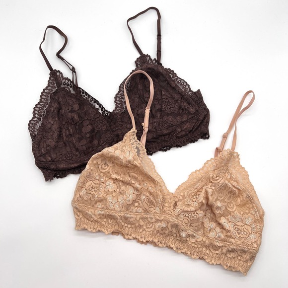 Aritzia Other - ARITZIA TALULA Renfrew Bralette Bundle Womens Small Tan Brown Lace Triangle